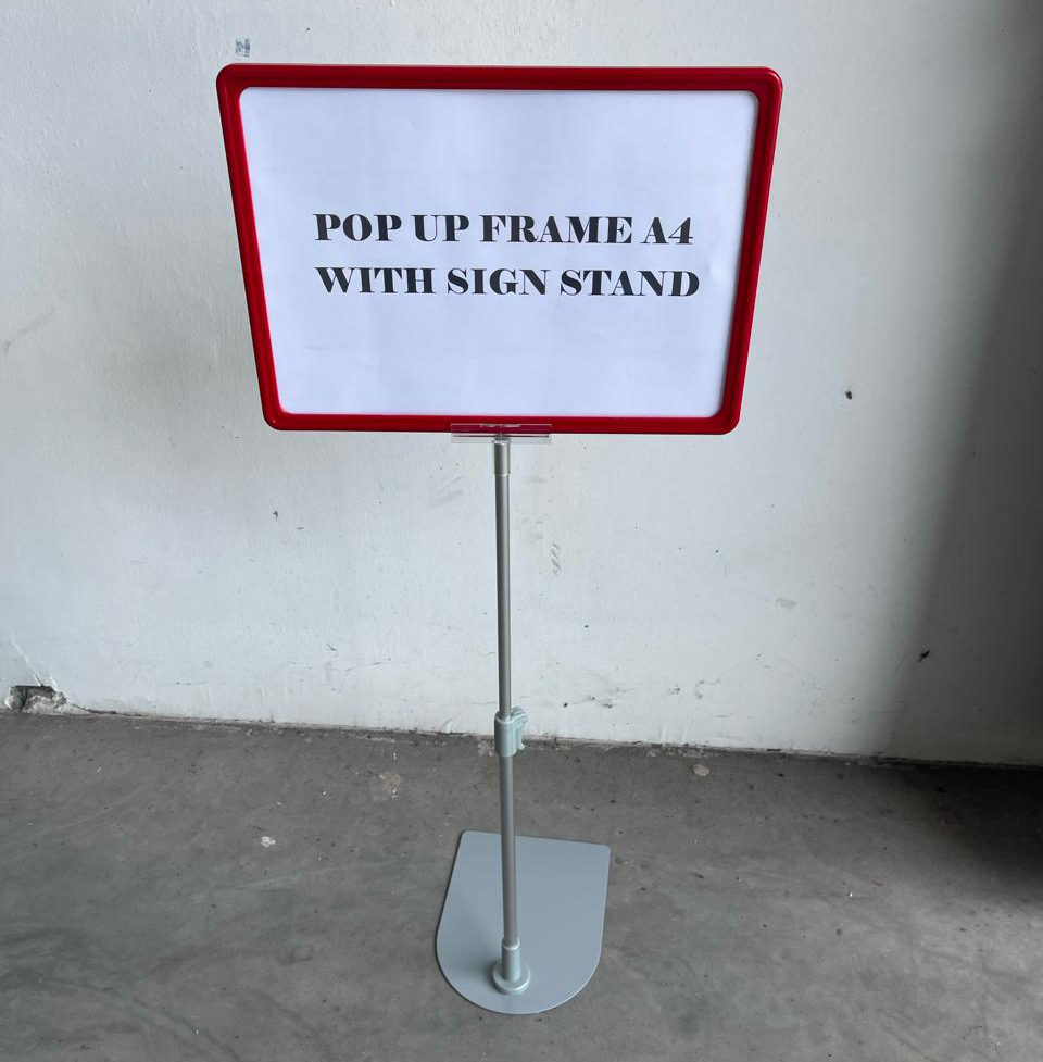 SS-11 Sign Stand Pop Up Frame Promosi Ukuran A4 Papan Harga Promo Tiang Promo Berdiri A4 Minimarket
